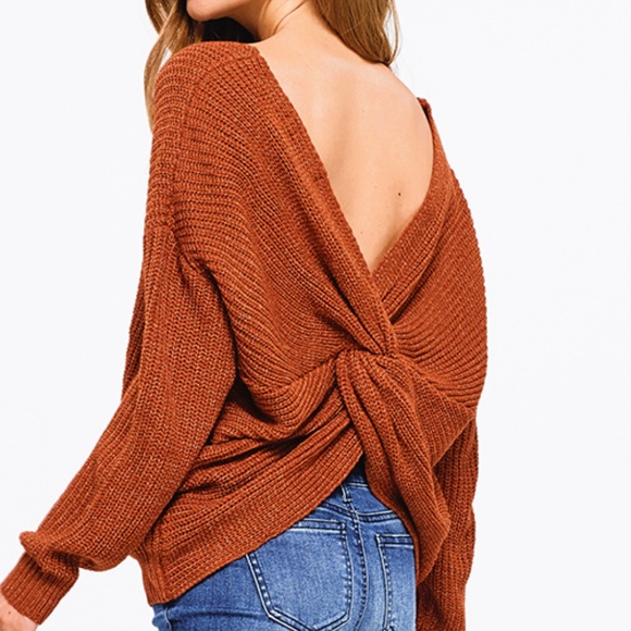 RESTOCKED!  NWT Twisted Knotted Back Boho Sweater - Picture 2 of 8